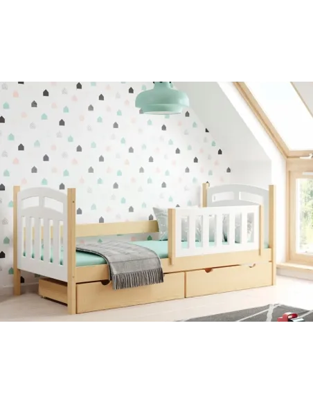 Łóżko pojedyncze drewniane ZUZIA sosna MEBLE WRÓBEL