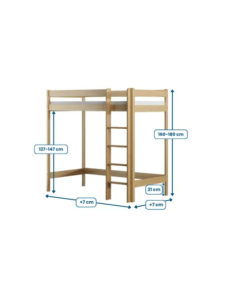 Łóżko drewniane antresola wymiary MEBLE WRÓBEL