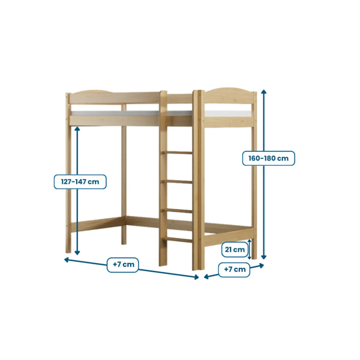 Łóżko drewniane antresola z łukiem wymiary MEBLE WRÓBEL