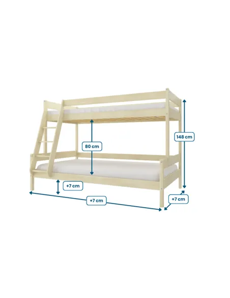 Łóżko drewniane piętrowe FAMILIJNE wymiary MEBLE WRÓBEL