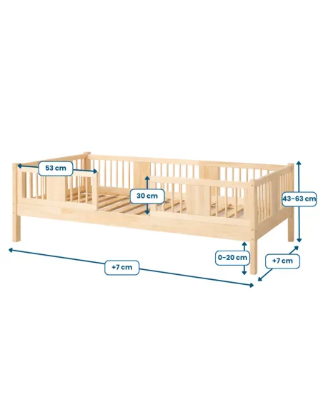 Łóżko drewniane pojedyncze LUNA wymiary MEBLE WRÓBEL