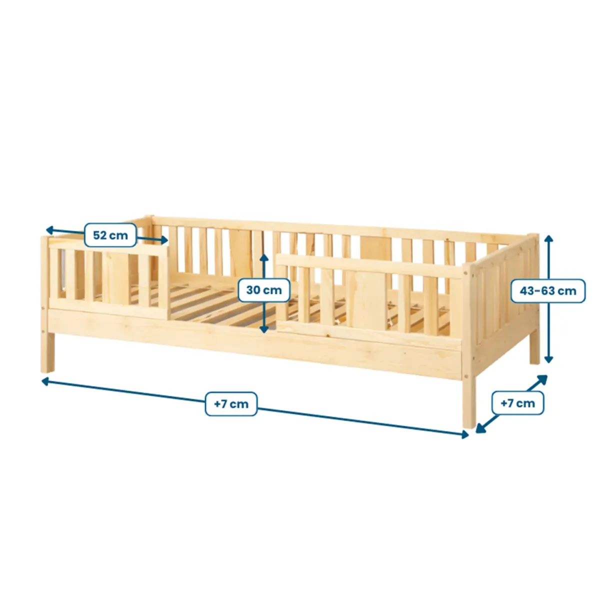 Łóżko drewniane pojedyncze NIKO wymiary MEBLE WRÓBEL