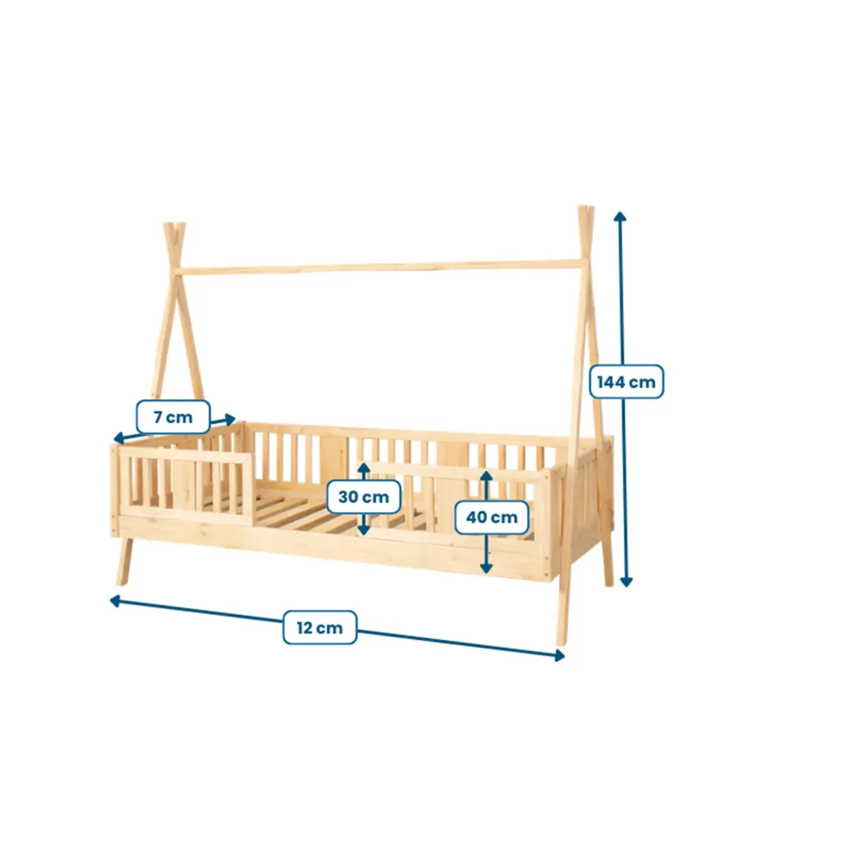Łóżko pojedyncze drewniane NIKO TIPI wymiary MEBLE WRÓBEL